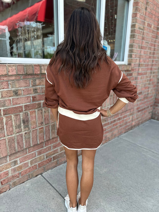 Coffee Pullover Skort Set