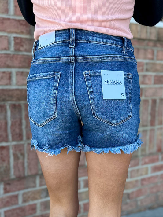 Let’s Go Distressed Denim Shorts