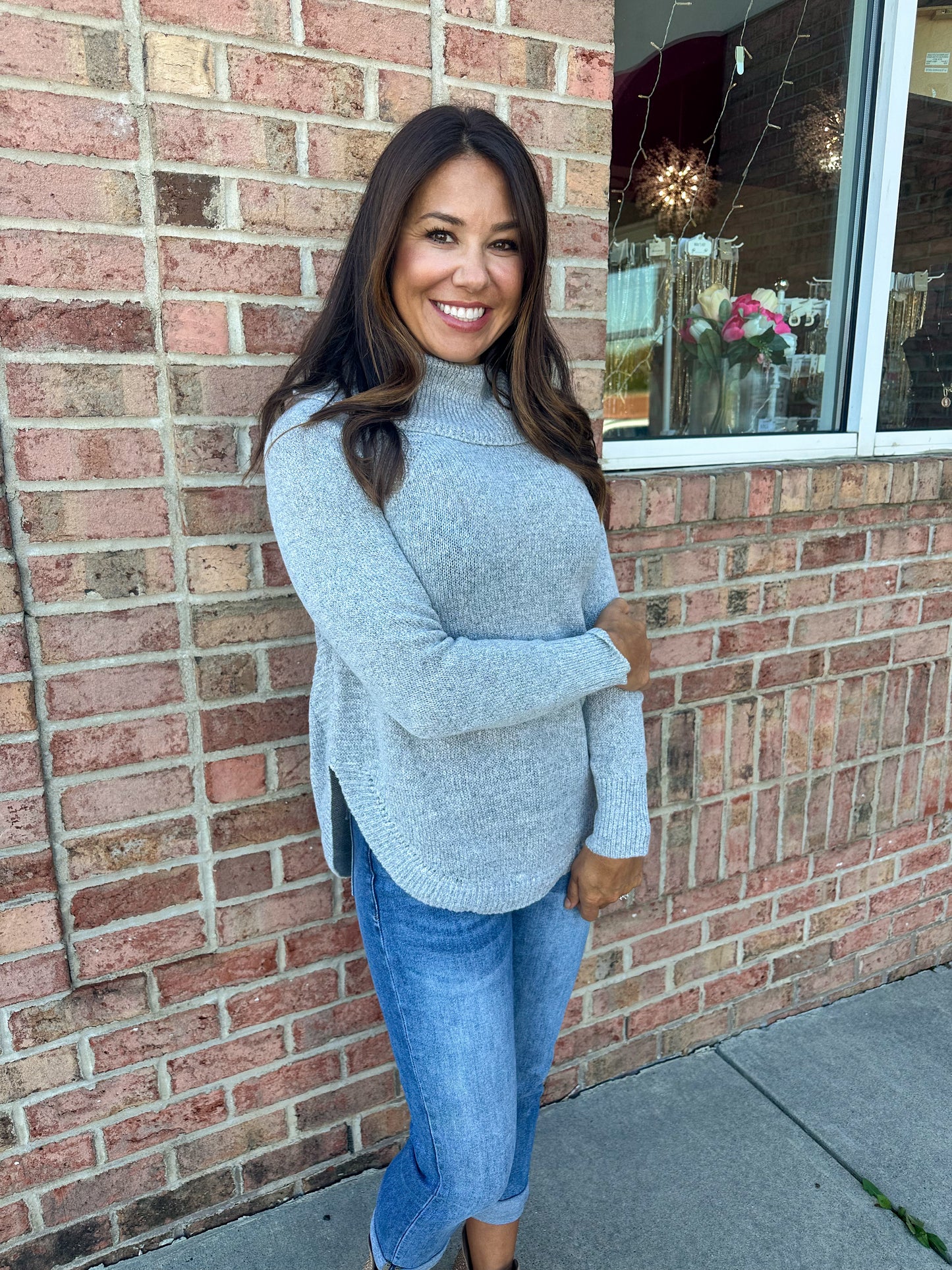 Mossy Shirttail Cowl Neck Sweater