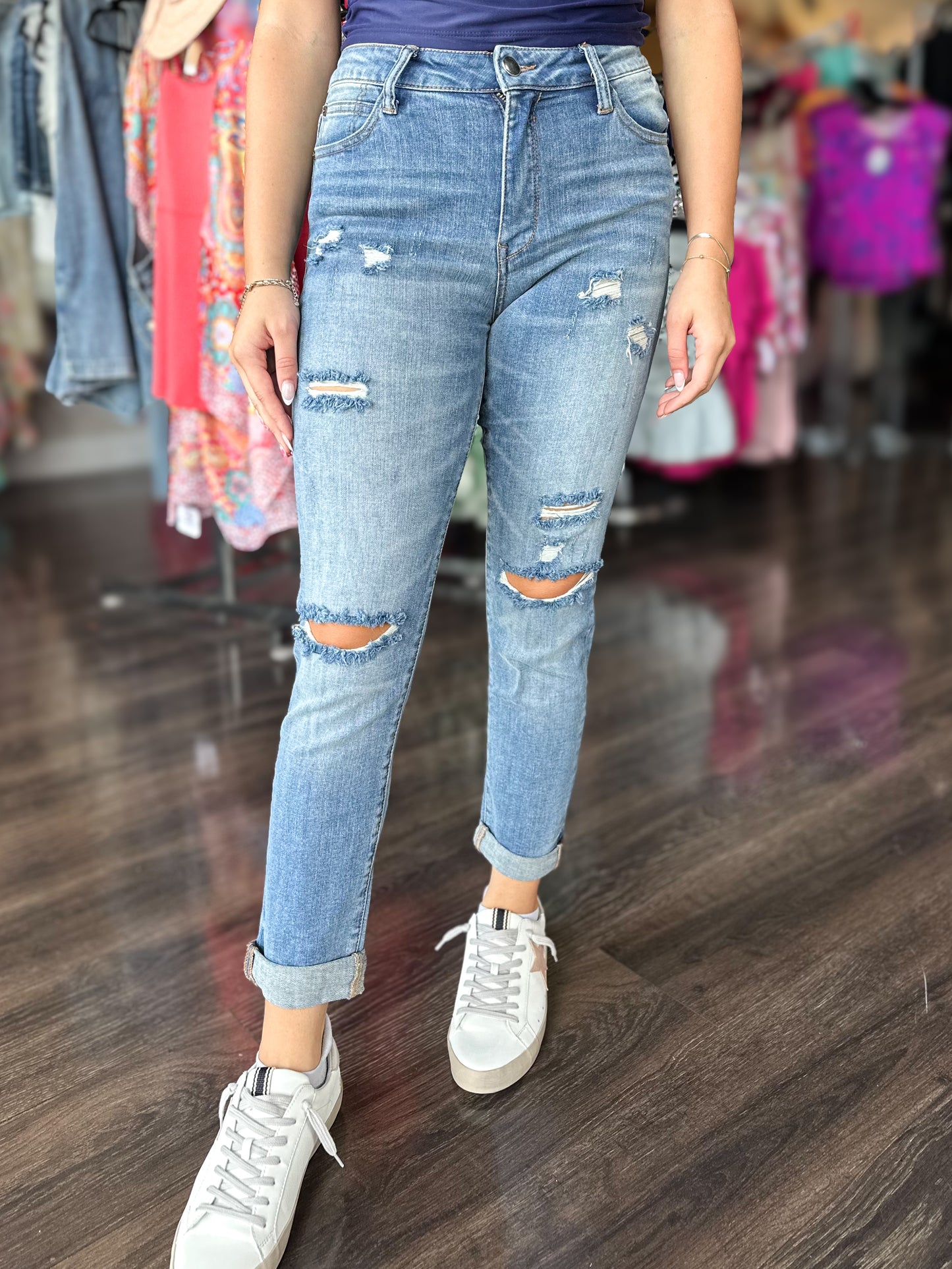 The Tiffany Mid Rise Roll Up Skinny