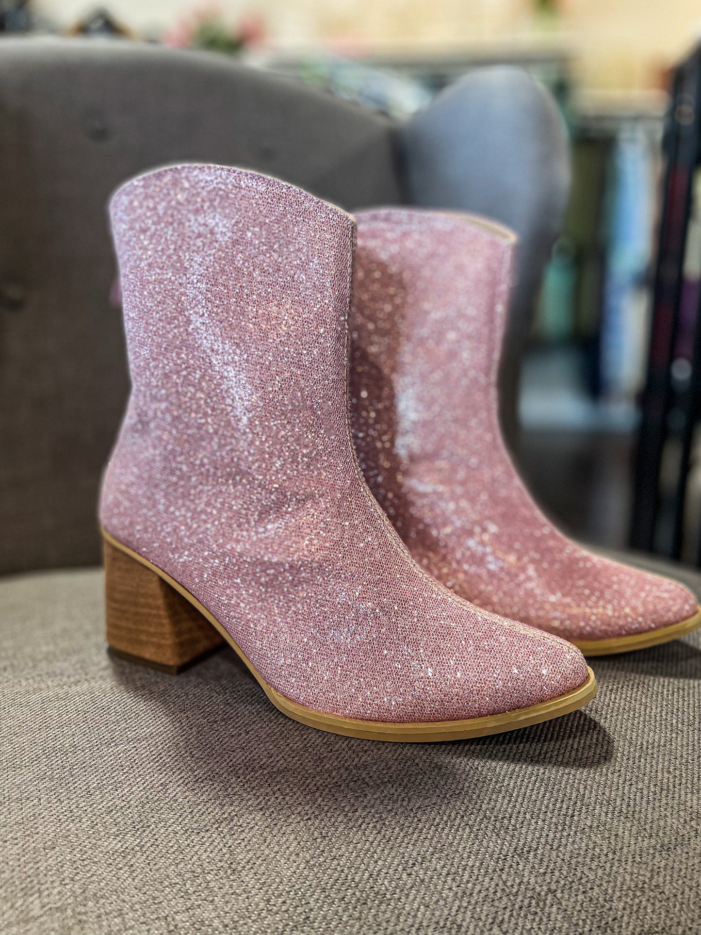 Skyler Pink Sparkle Bootie