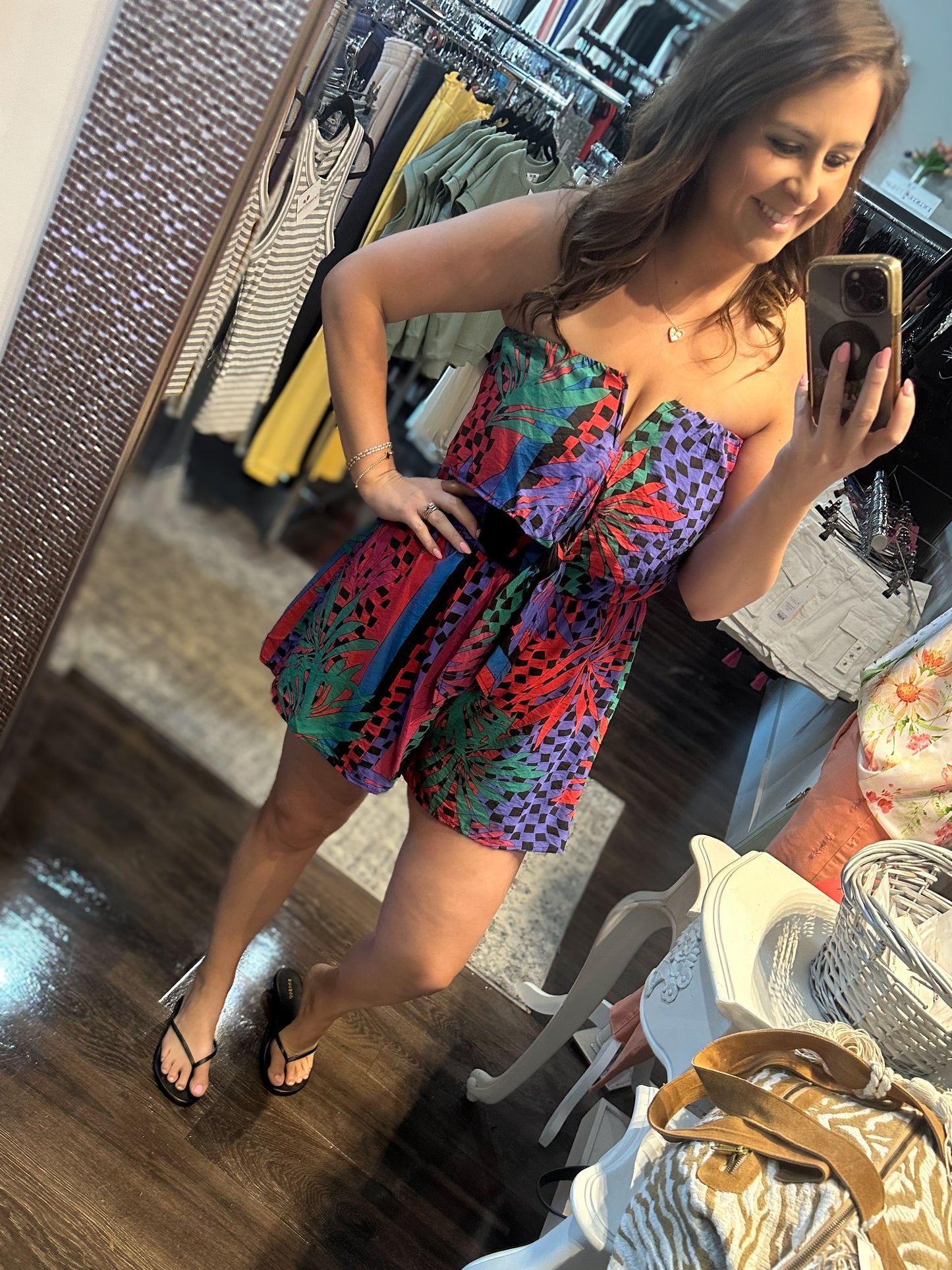 Tropical Printed Tube Romper