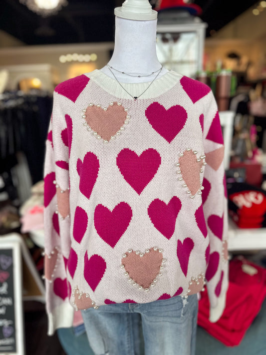 Pearls And Hearts Sweater