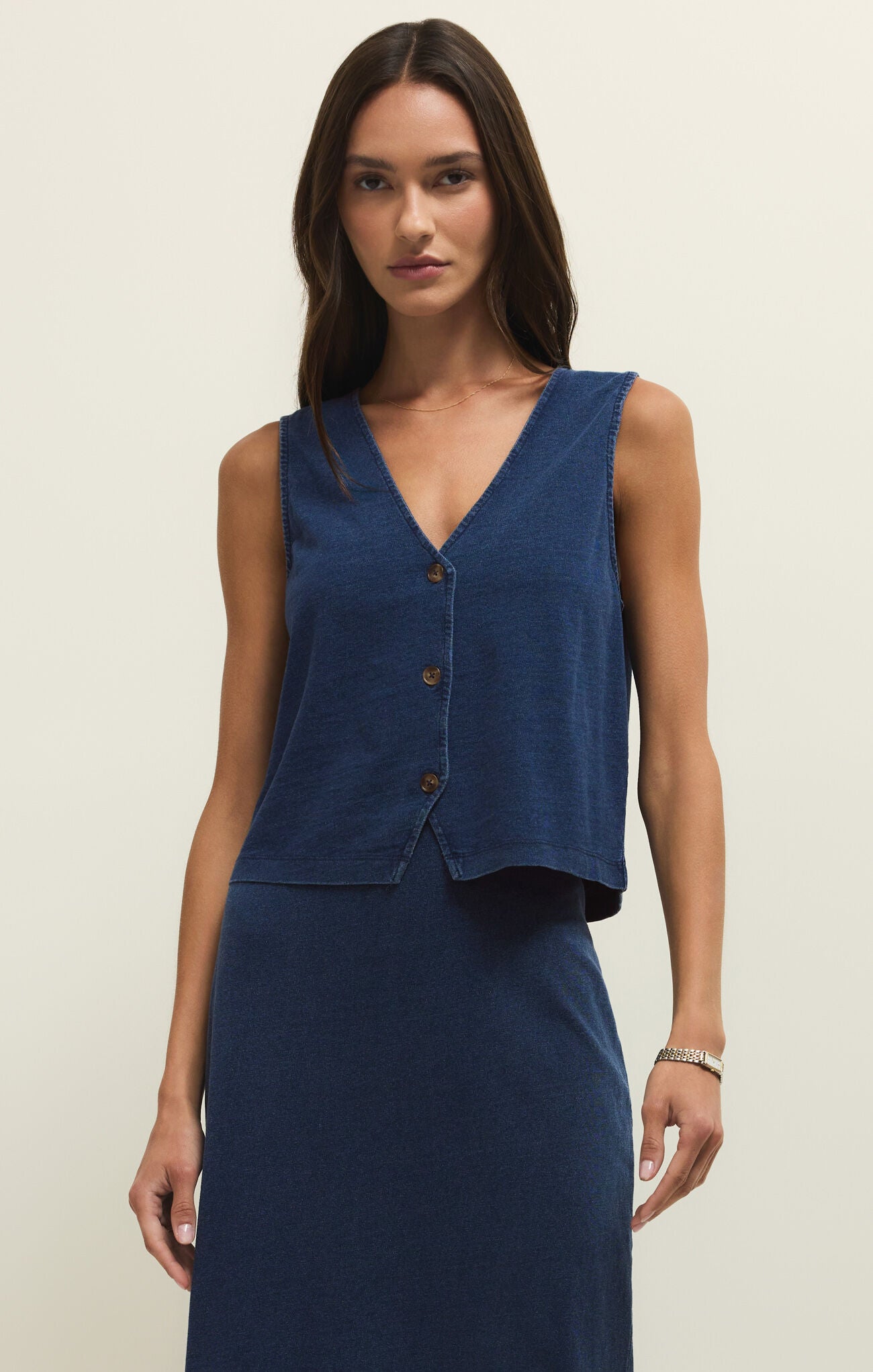 Z Supply Noelle Jersey Denim Top
