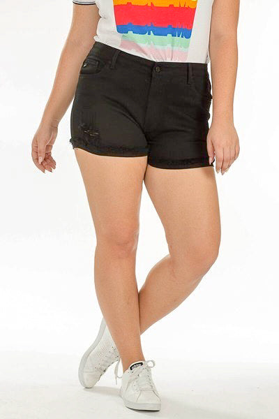 The Katie Distructed Black Shorts (Plus)
