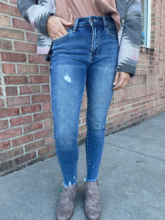 The Carin High Rise Distressed Skinny